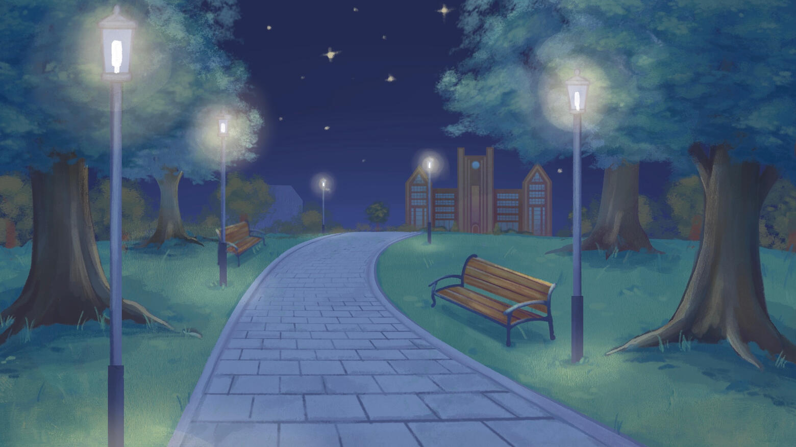 Campus Grounds (Night) BG